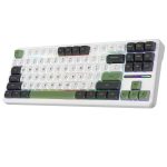 AULA F87 Wireless Trio Mode Mechanical Gaming Keyboard (Green + White – Gray Wood Switch V3) 1