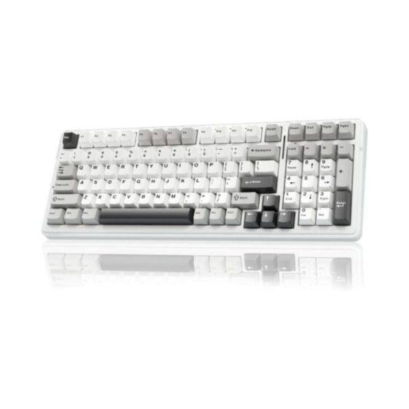 AULA F99 3 in 1 Hot Swappable RGB Gasket Wireless Mechanical Keyboard (Gray+White, Gray wood Switch)