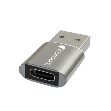 coconut OT07 USB 3.0 to Type C OTG Adapter, Aluminum Body (Grey)