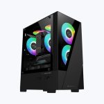 Zebronics Zeb Asta Pro mATX Mini Tower Tempered Glass Gaming Cabinet With RGB LED Fans (Black) 1