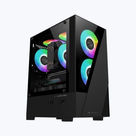 Zebronics Zeb Asta Pro mATX Mini Tower Tempered Glass Gaming Cabinet With RGB LED Fans (Black)