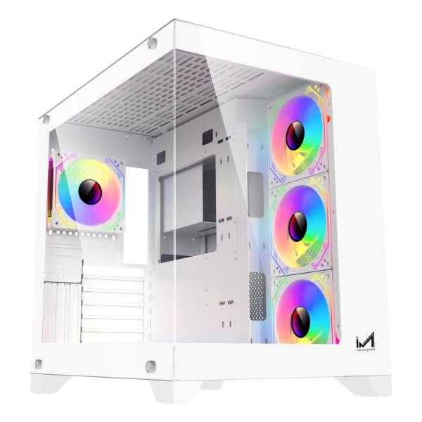 ICEMASTER Dynamite XL PRO Mid-Tower Computer Case/Gaming Cabinet (7 Infinity Argb Fans) - White - Green Apple Compunet