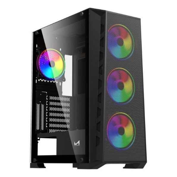 ICEMASTER Frosty Computer Case/Gaming Cabinet| Supports ATX, Micro-ATX, ITX, Motherboard | Pre- Installed 4 x 120mm ARGB Fans (Black)