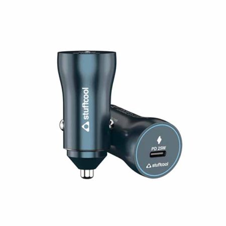 Stuffcool Ultimus 25W Type C Port Car Charger Supports PPS Super Fast Charging PD Charging, Charges iPhone and Pixels 50% in 30 mins, Super Compact Shape Aluminium Body